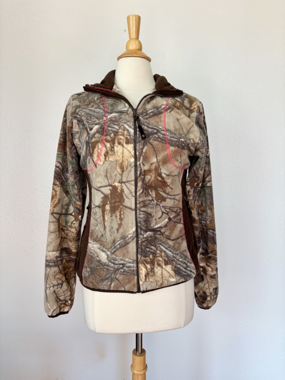 Camouflage Fleece Collared Zip Up Jacket